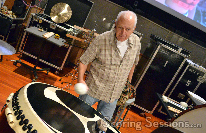 Percussionis Dan Greco plays a taiko drum