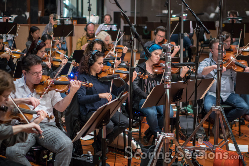The strings record a cue