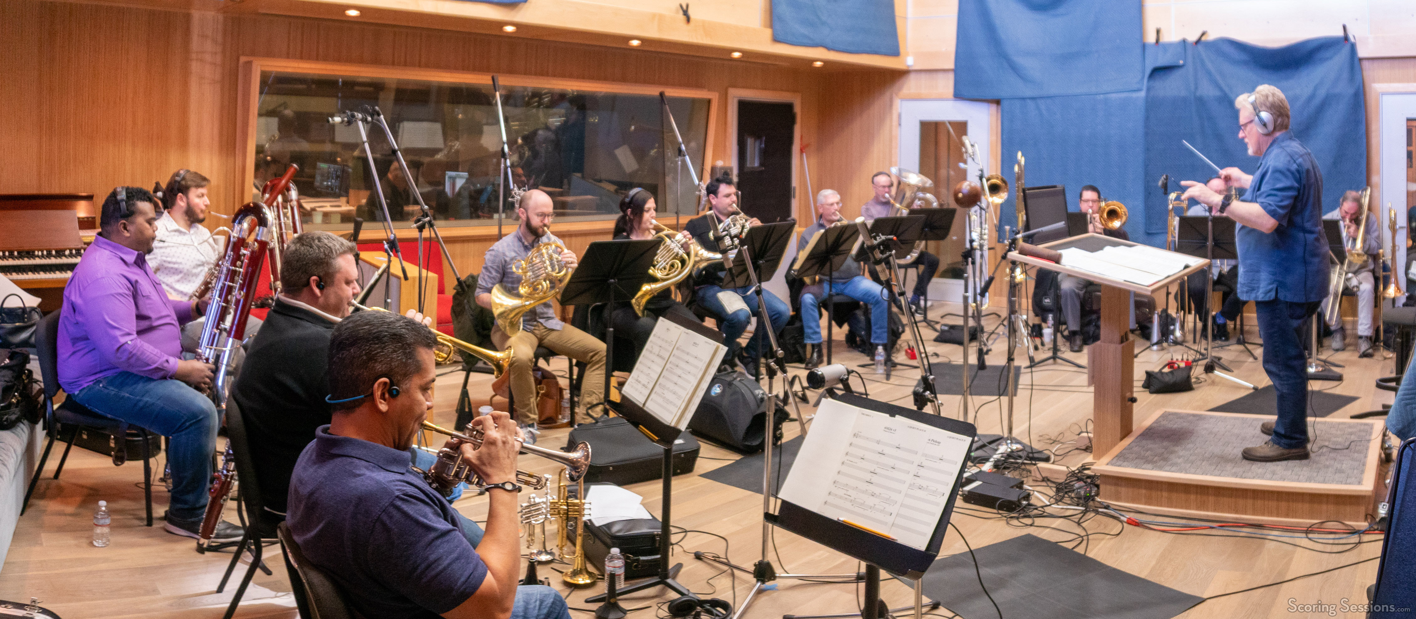 The winds and brass record a cue for A Quiet Place Part II